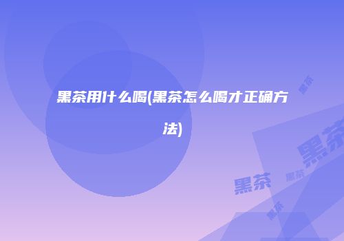 黑茶用什么喝(黑茶怎么喝才正确方法)