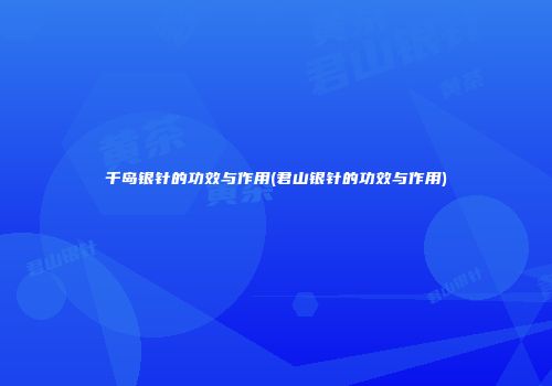 千岛银针的功效与作用(君山银针的功效与作用)