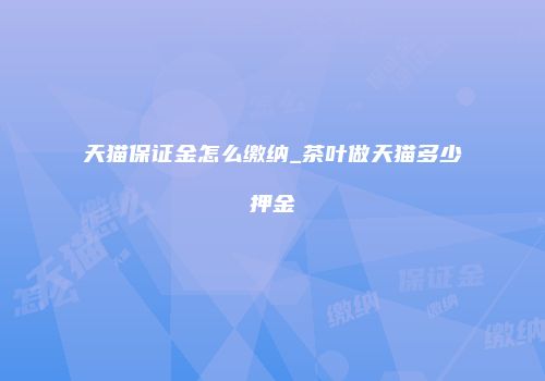 天猫保证金怎么缴纳_茶叶做天猫多少押金