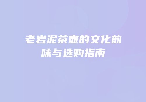 老岩泥茶壶的文化韵味与选购指南