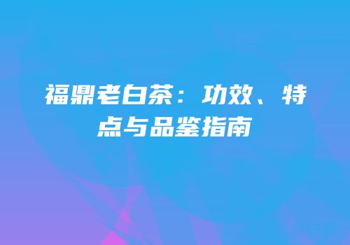 福鼎老白茶：功效、特点与品鉴指南