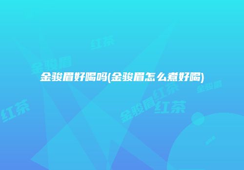 金骏眉好喝吗(金骏眉怎么煮好喝)