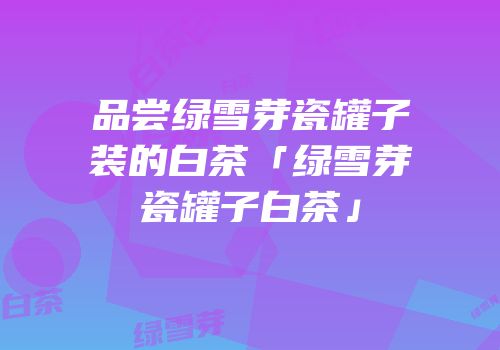 品尝绿雪芽瓷罐子装的白茶「绿雪芽瓷罐子白茶」
