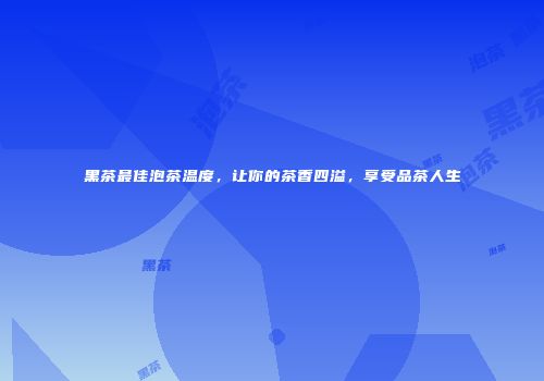 黑茶最佳泡茶温度，让你的茶香四溢，享受品茶人生