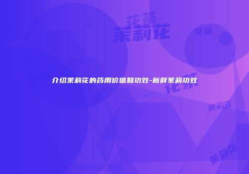 介绍茉莉花的药用价值和功效-新鲜茉莉功效