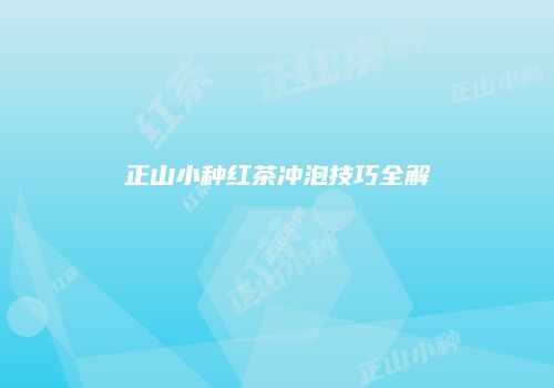 正山小种红茶冲泡技巧全解