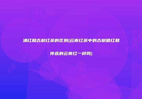 滇红和古树红茶的区别(云南红茶中的古树晒红和传统的云南红一样吗)