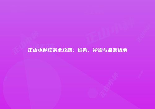 正山小种红茶全攻略：选购、冲泡与品鉴指南