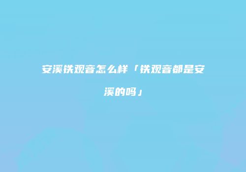 安溪铁观音怎么样「铁观音都是安溪的吗」
