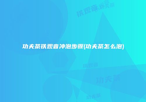 功夫茶铁观音冲泡步骤(功夫茶怎么泡)