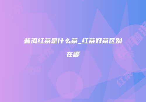 普洱红茶是什么茶_红茶好茶区别在哪