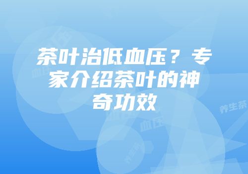 茶叶治低血压？专家介绍茶叶的神奇功效