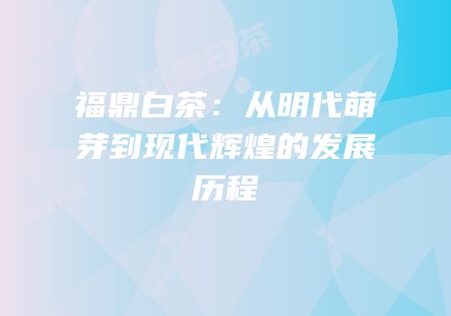 福鼎白茶：从明代萌芽到现代辉煌的发展历程