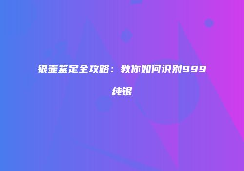 银壶鉴定全攻略：教你如何识别999纯银