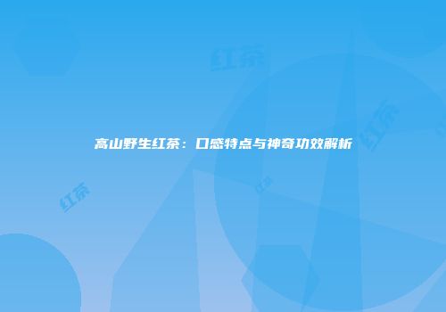 高山野生红茶：口感特点与神奇功效解析