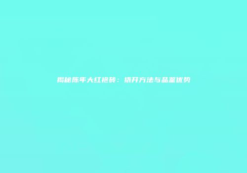 揭秘陈年大红袍砖：撬开方法与品鉴优势