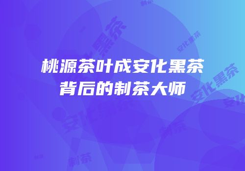 桃源茶叶成安化黑茶背后的制茶大师