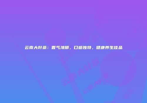 云南大叶茶：香气浓郁，口感独特，健康养生佳品