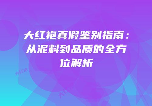 大红袍真假鉴别指南：从泥料到品质的全方位解析