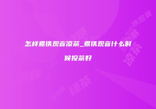 怎样煮铁观音凉茶_煮铁观音什么时候投茶好