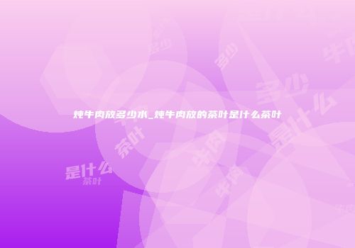炖牛肉放多少水_炖牛肉放的茶叶是什么茶叶