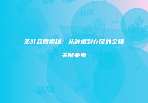 茶叶品质揭秘：从种植到存储的全程关键要素