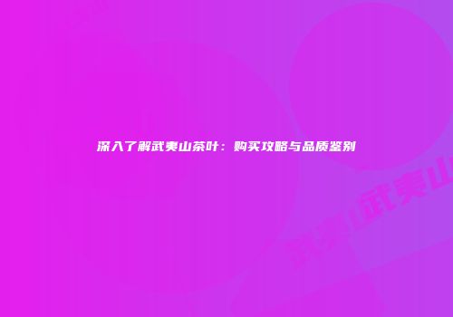 深入了解武夷山茶叶：购买攻略与品质鉴别