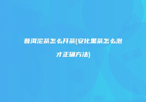 普洱沱茶怎么开茶(安化黑茶怎么泡才正确方法)