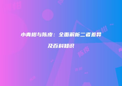 小青柑与陈皮：全面解析二者差异及百科知识