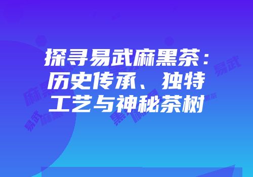探寻易武麻黑茶：历史传承、独特工艺与神秘茶树