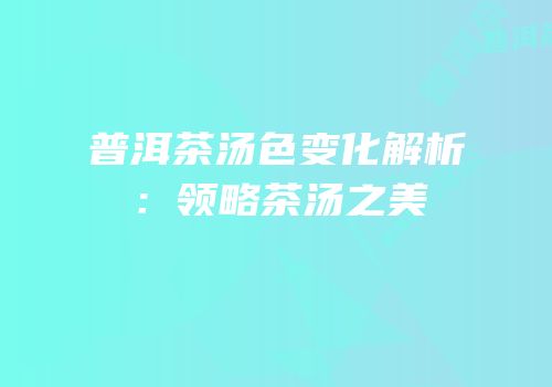 普洱茶汤色变化解析：领略茶汤之美