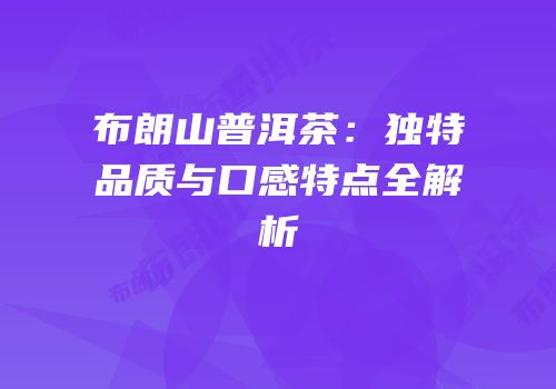 布朗山普洱茶：独特品质与口感特点全解析