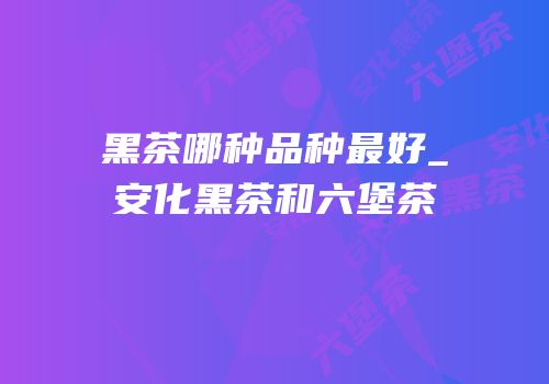 黑茶哪种品种最好_安化黑茶和六堡茶