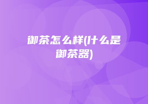 御茶怎么样(什么是御茶器)