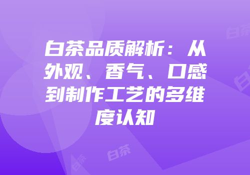 白茶品质解析：从外观、香气、口感到制作工艺的多维度认知