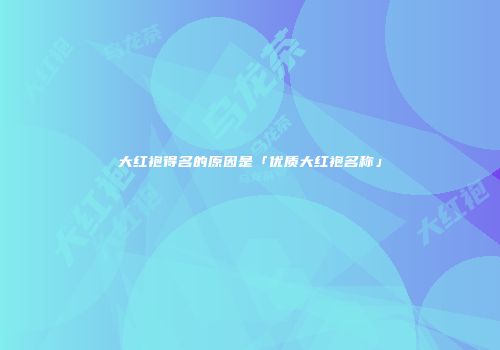 大红袍得名的原因是「优质大红袍名称」