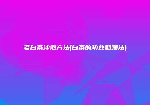 老白茶冲泡方法(白茶的功效和喝法)