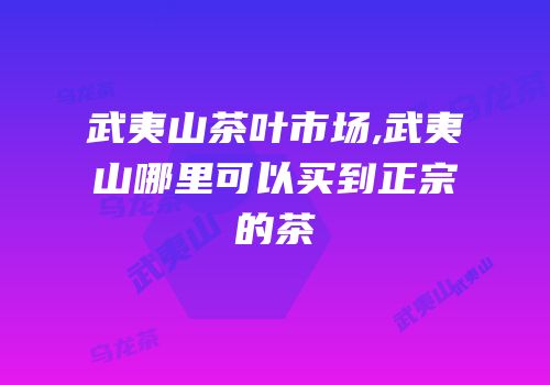 武夷山茶叶市场,武夷山哪里可以买到正宗的茶