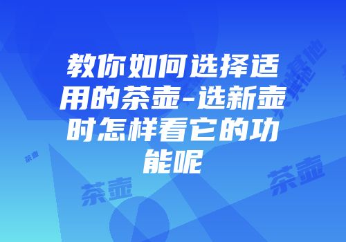 教你如何选择适用的茶壶-选新壶时怎样看它的功能呢