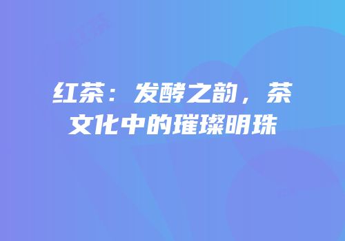 红茶：发酵之韵，茶文化中的璀璨明珠