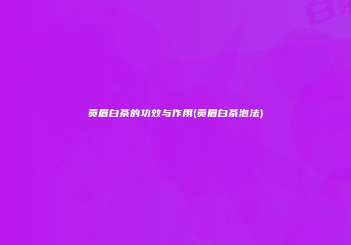 贡眉白茶的功效与作用(贡眉白茶泡法)