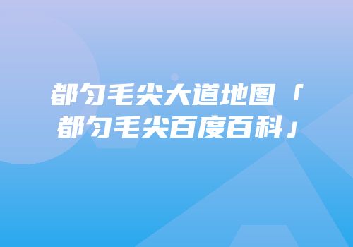 都匀毛尖大道地图「都匀毛尖百度百科」
