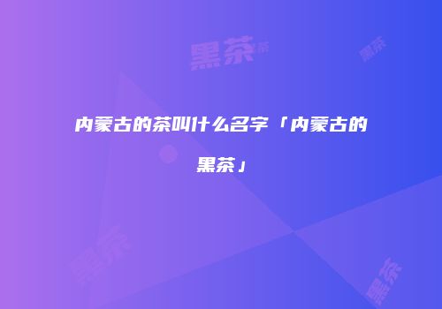 内蒙古的茶叫什么名字「内蒙古的黑茶」