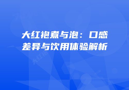 大红袍煮与泡：口感差异与饮用体验解析