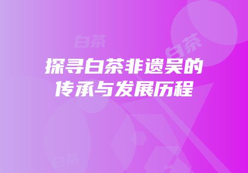 探寻白茶非遗吴的传承与发展历程