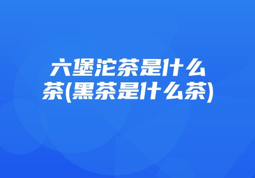 六堡沱茶是什么茶(黑茶是什么茶)