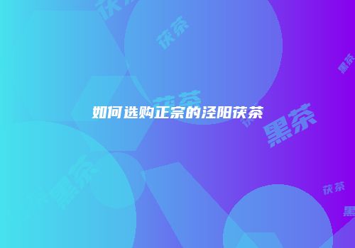 如何选购正宗的泾阳茯茶