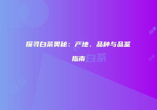 探寻白茶奥秘：产地、品种与品鉴指南