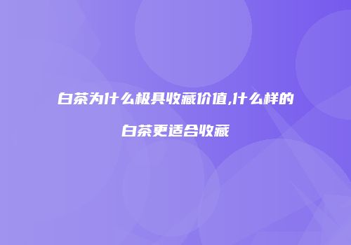 白茶为什么极具收藏价值,什么样的白茶更适合收藏