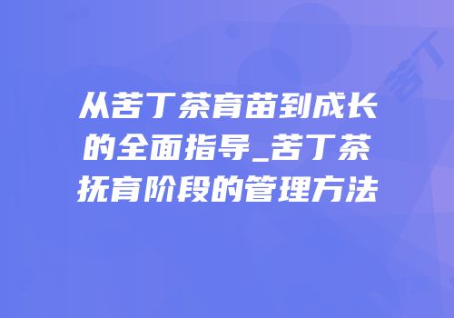 从苦丁茶育苗到成长的全面指导_苦丁茶抚育阶段的管理方法
